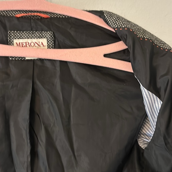 New Without Tags Herringbone Blazer Jacket Sz 4 Front Pockets Contrast Sleeves - Picture 7 of 13